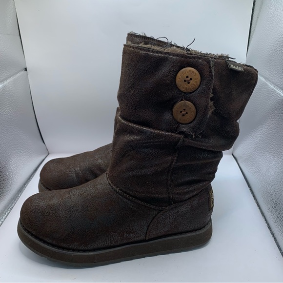 Skechers Shoes - Skechers Australia Womens 7 Boots Keepsakes Tall Suede brown Roll Over Faux Fur